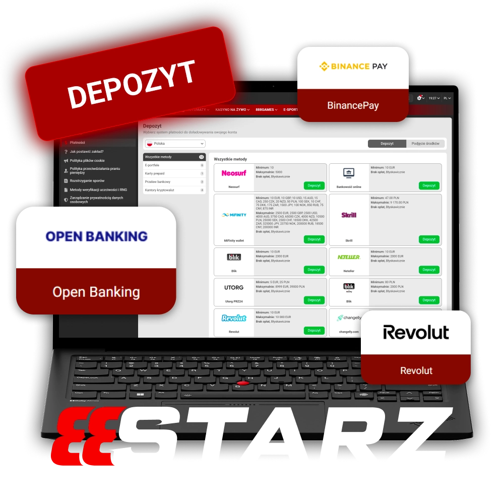Dokonaj wpłaty na swoje konto 888Starz szybko i bez opłat.