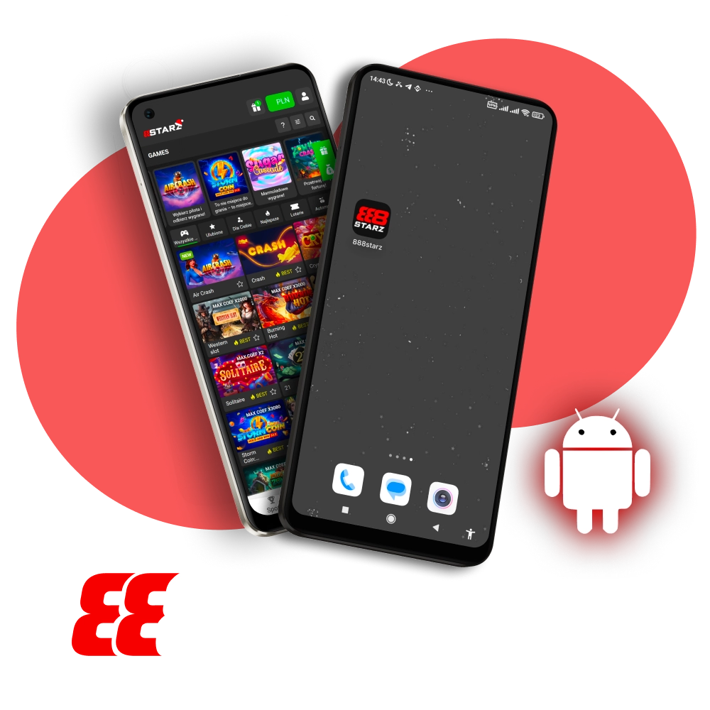 Pobierz aplikację 888Starz na Androida, aby grać wygodnie.