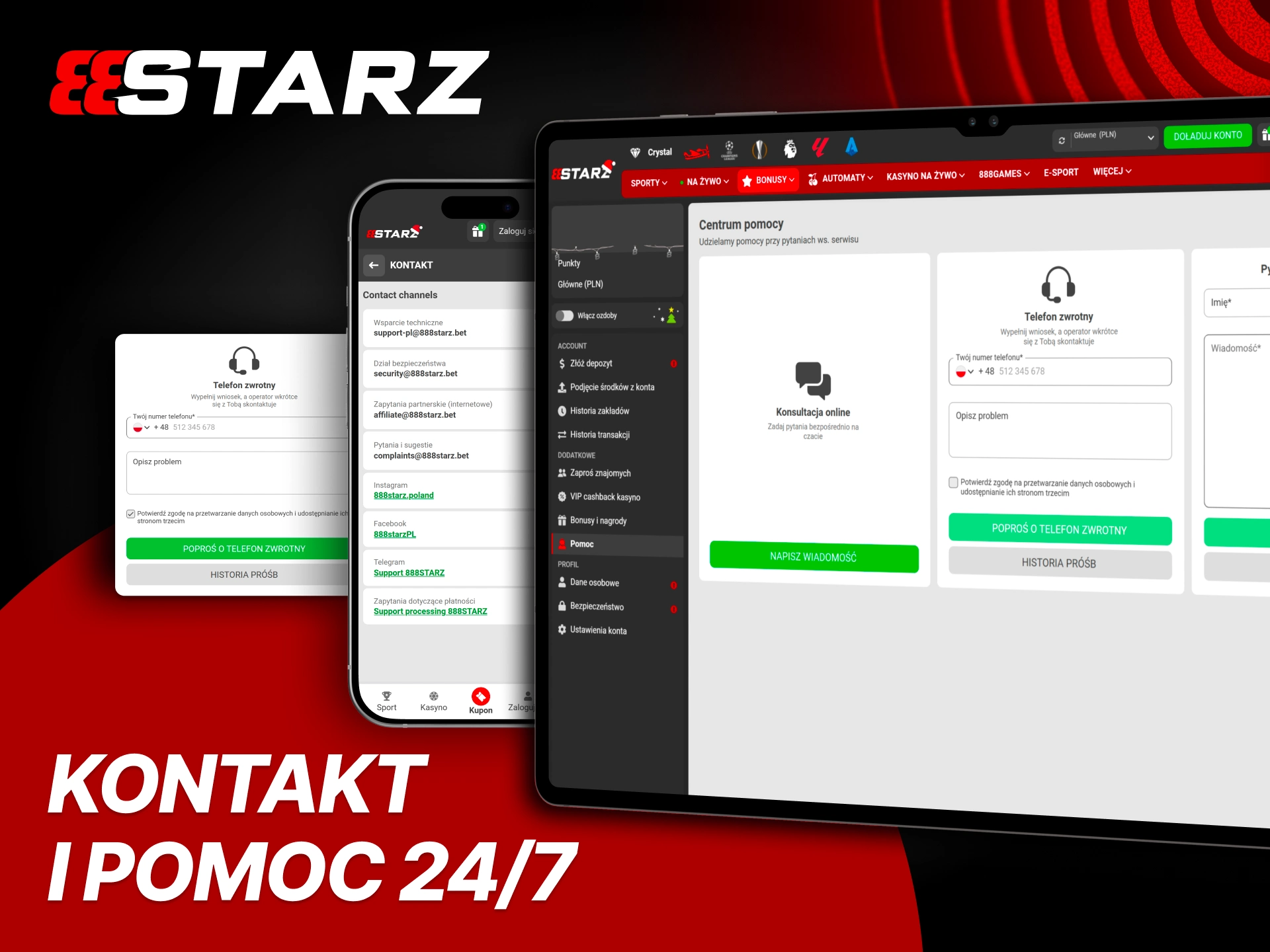 Wybierz wygodny kanał pomocy i graj spokojnie w 888Starz.