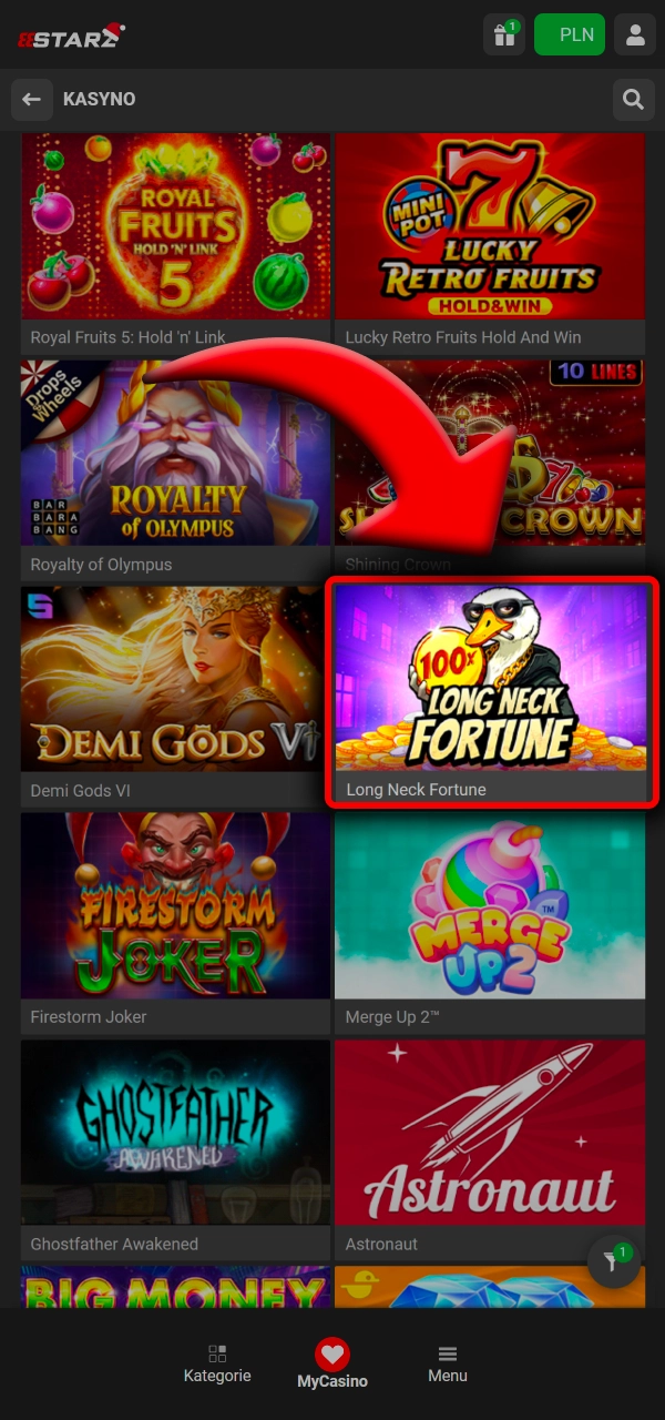 Kliknij zaloguj i przejdź do ulubionych sekcji 888Starz.