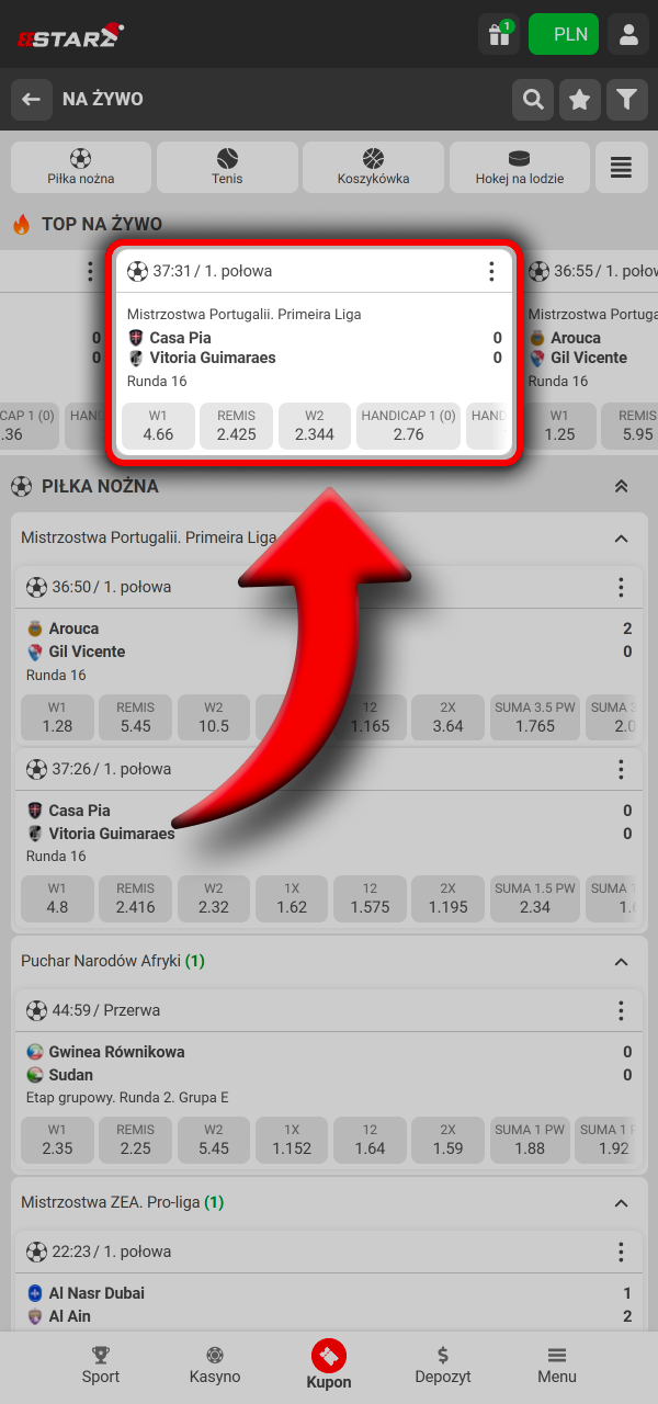 Wybierz sport i postaw zakład szybko w 888Starz.