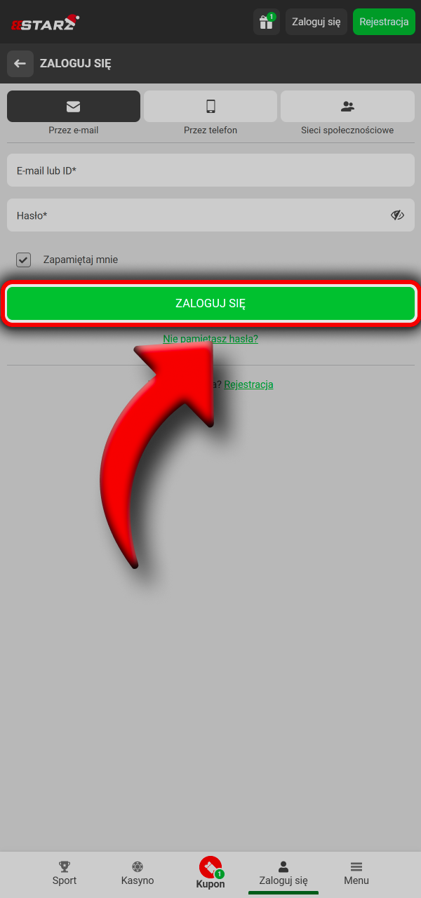 Skorzystaj z linku i zaloguj się szybko w 888Starz.