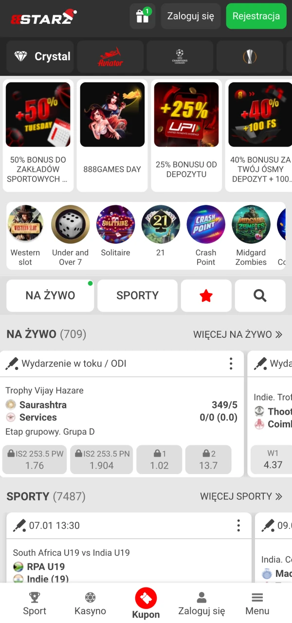 Otwórz stronę główną oficjalnej aplikacji 888Starz.