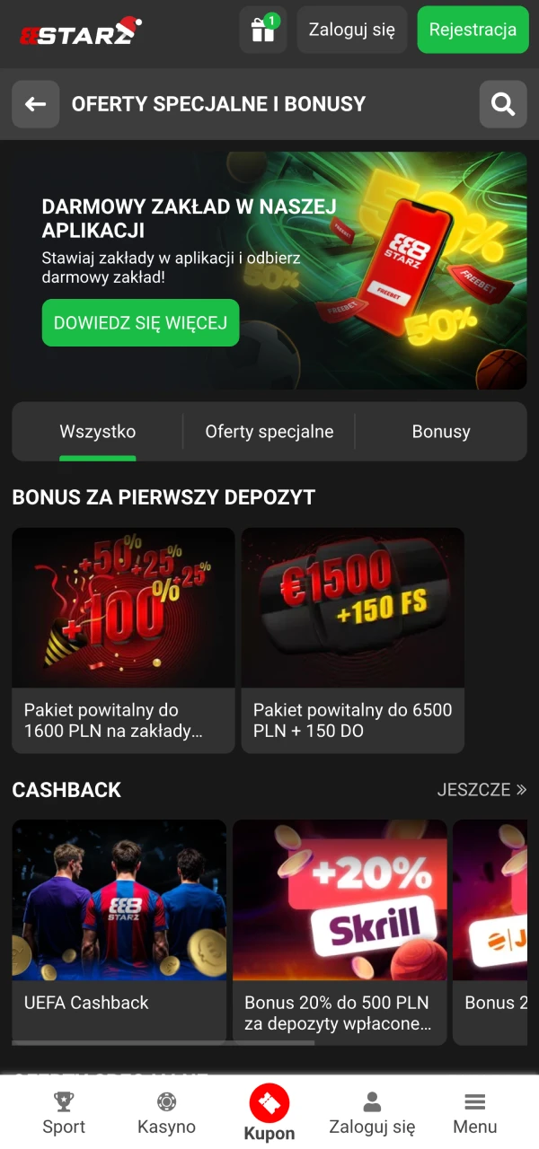 Skorzystaj z hojnych bonusów w aplikacji 888Starz.