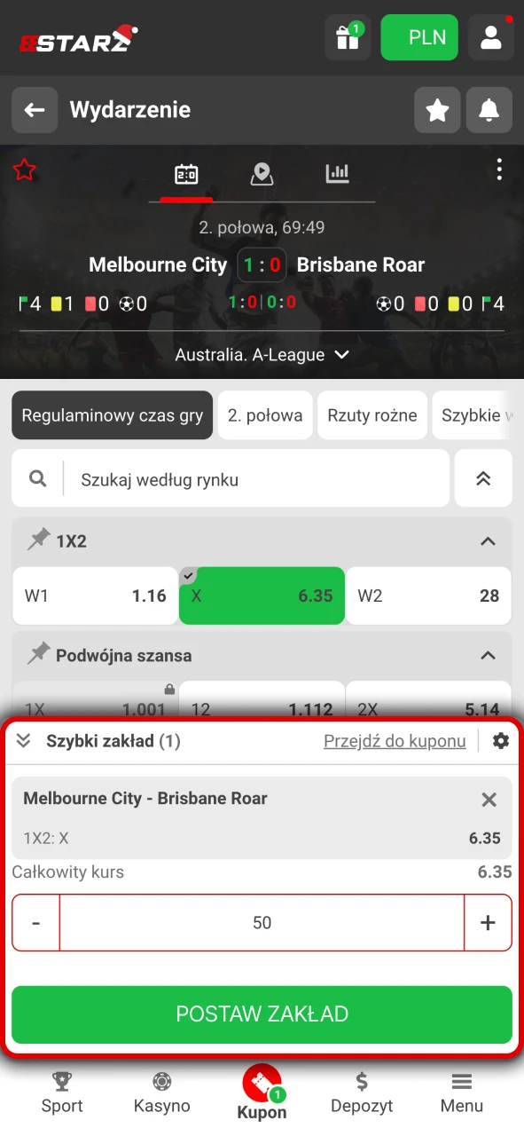 Rozpocznij proces obstawiania w aplikacji 888Starz.