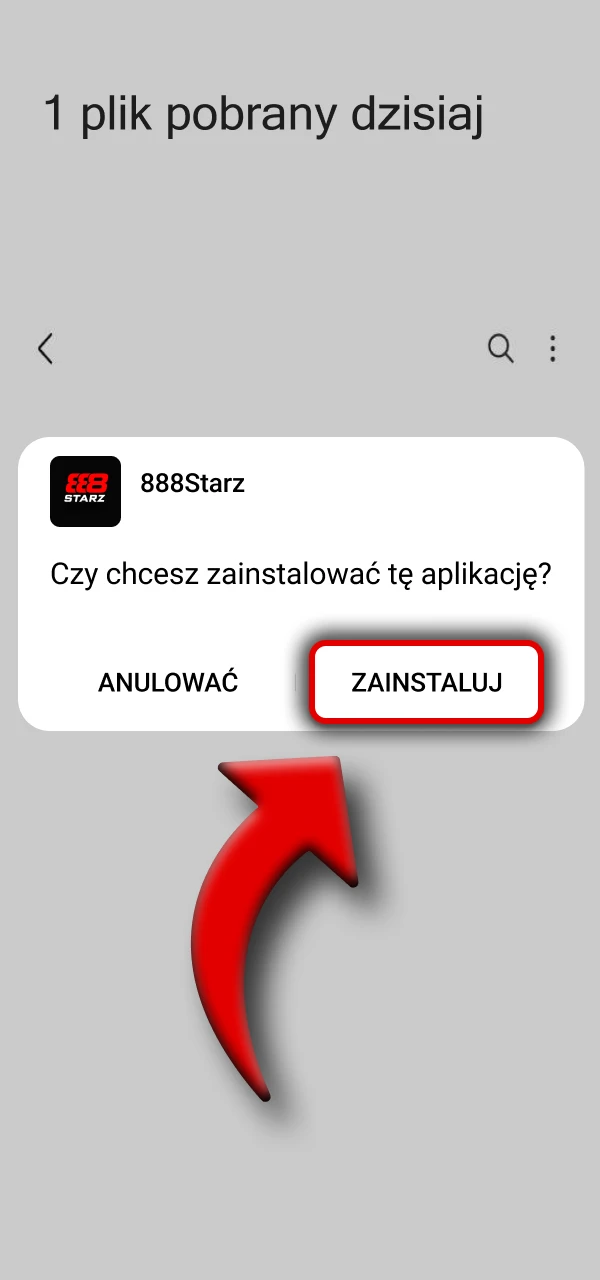 Zakończ instalację oficjalnej aplikacji 888Starz.