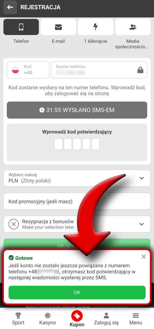 Potwierdź swoje dane kontaktowe w aplikacji 888Starz.