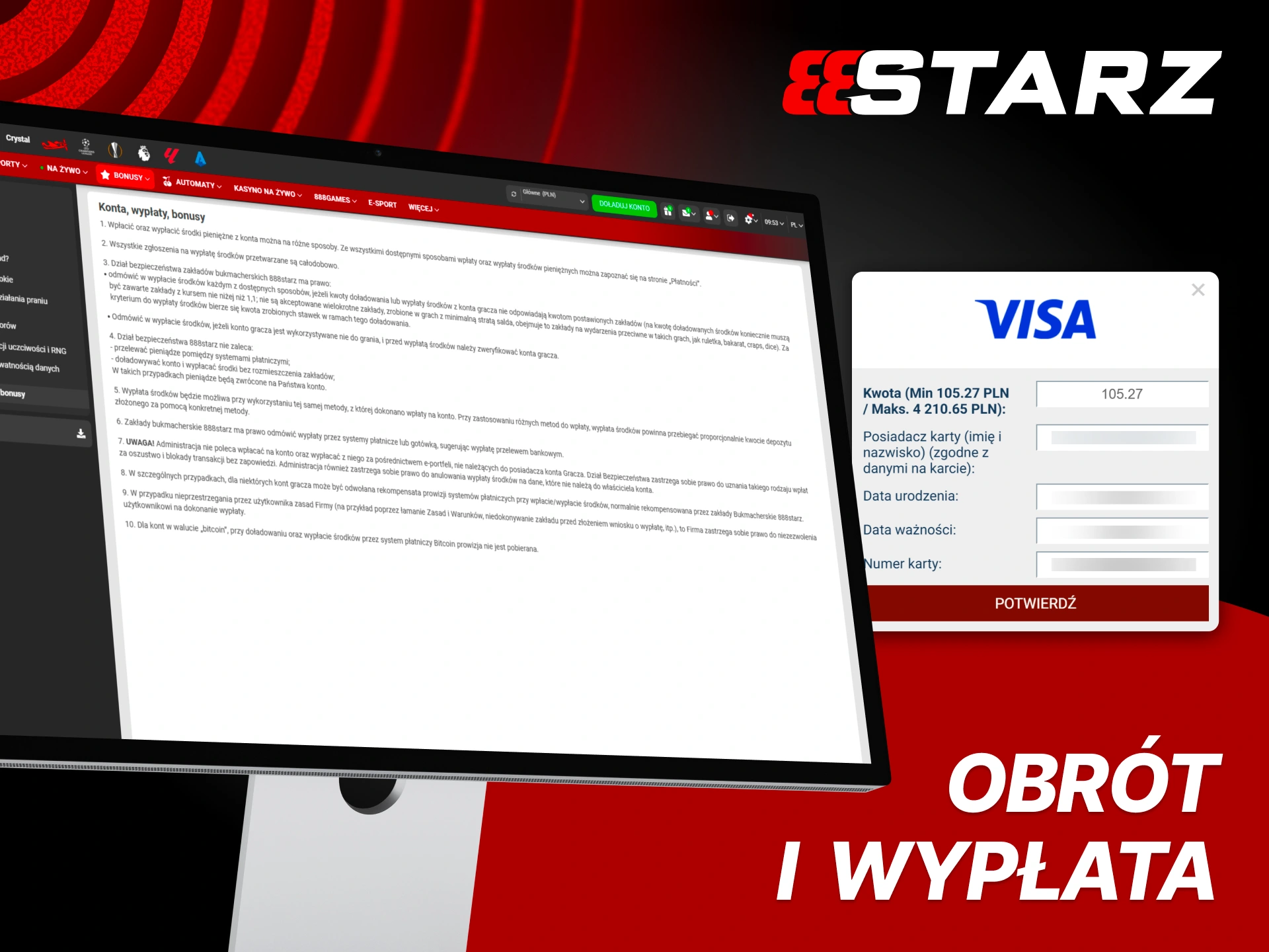 Poznaj zasady obrotu bonusu i wypłać środki w 888Starz.