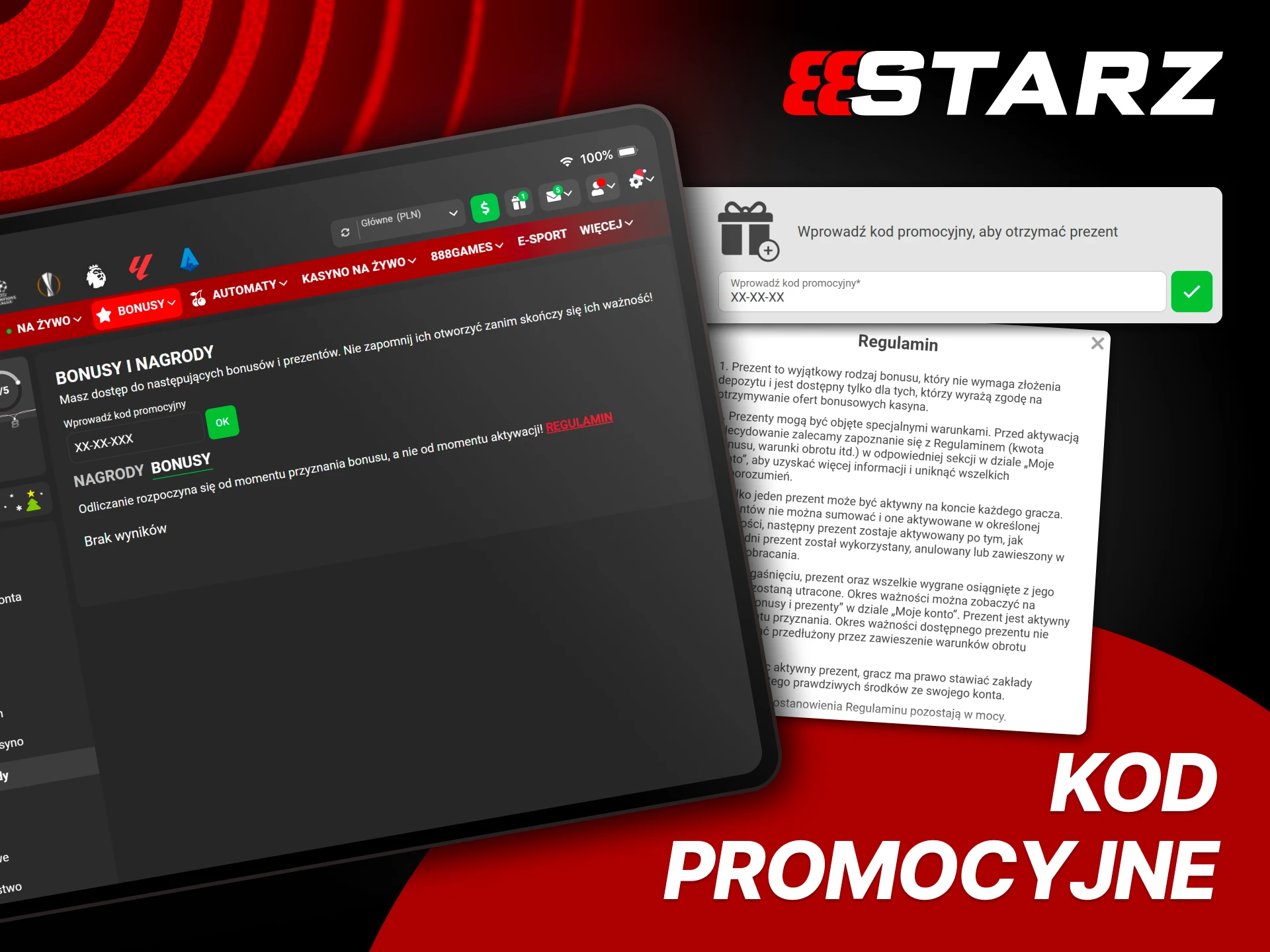 Skorzystaj z kodu i odbierz dodatkowe korzyści w 888Starz.