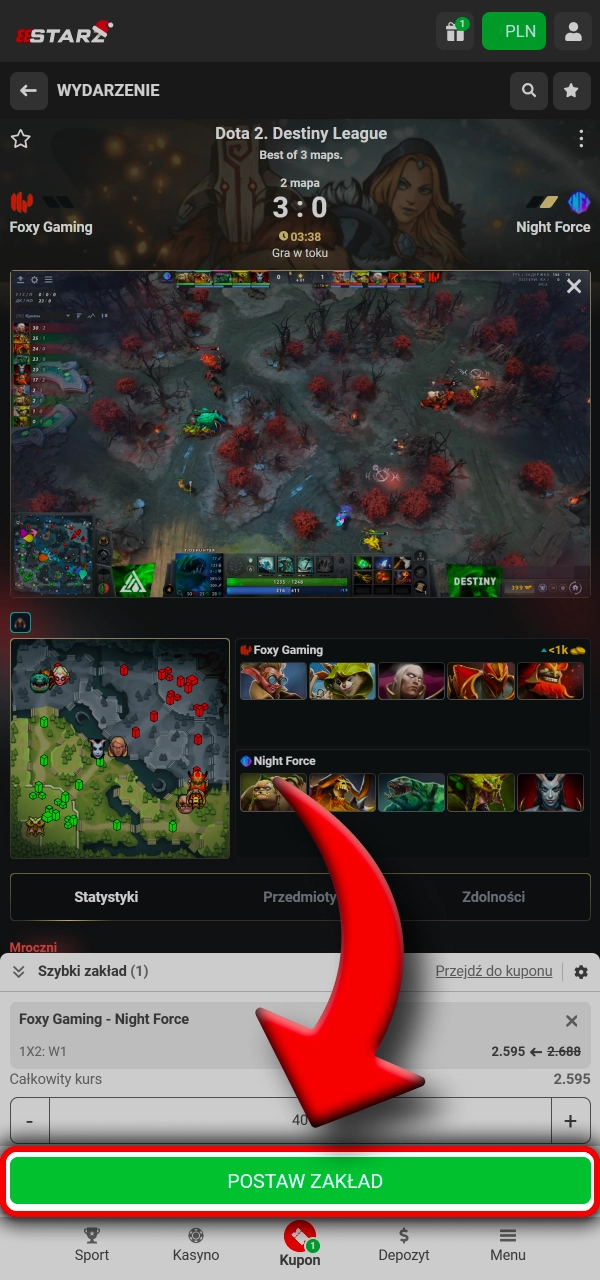 Postaw zakład i potwierdź kupon w 888Starz.