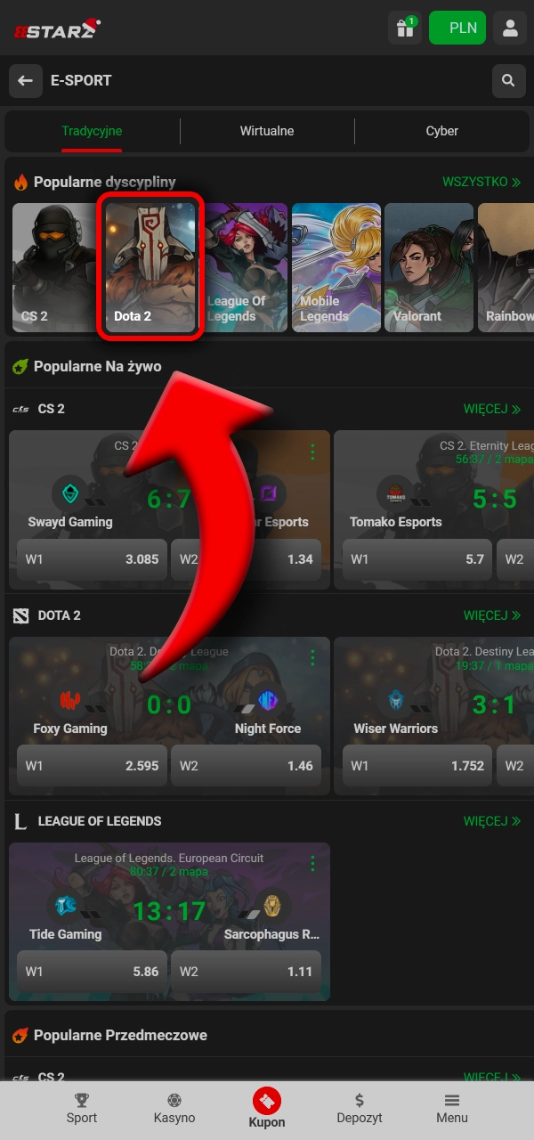 Wejdź w Esport i odkryj zakłady Dota2 w 888Starz.