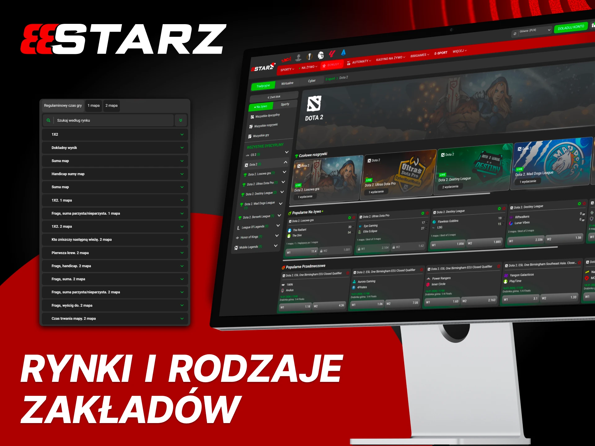 Wybierz rynki Dota2 i buduj własną strategię w 888Starz.