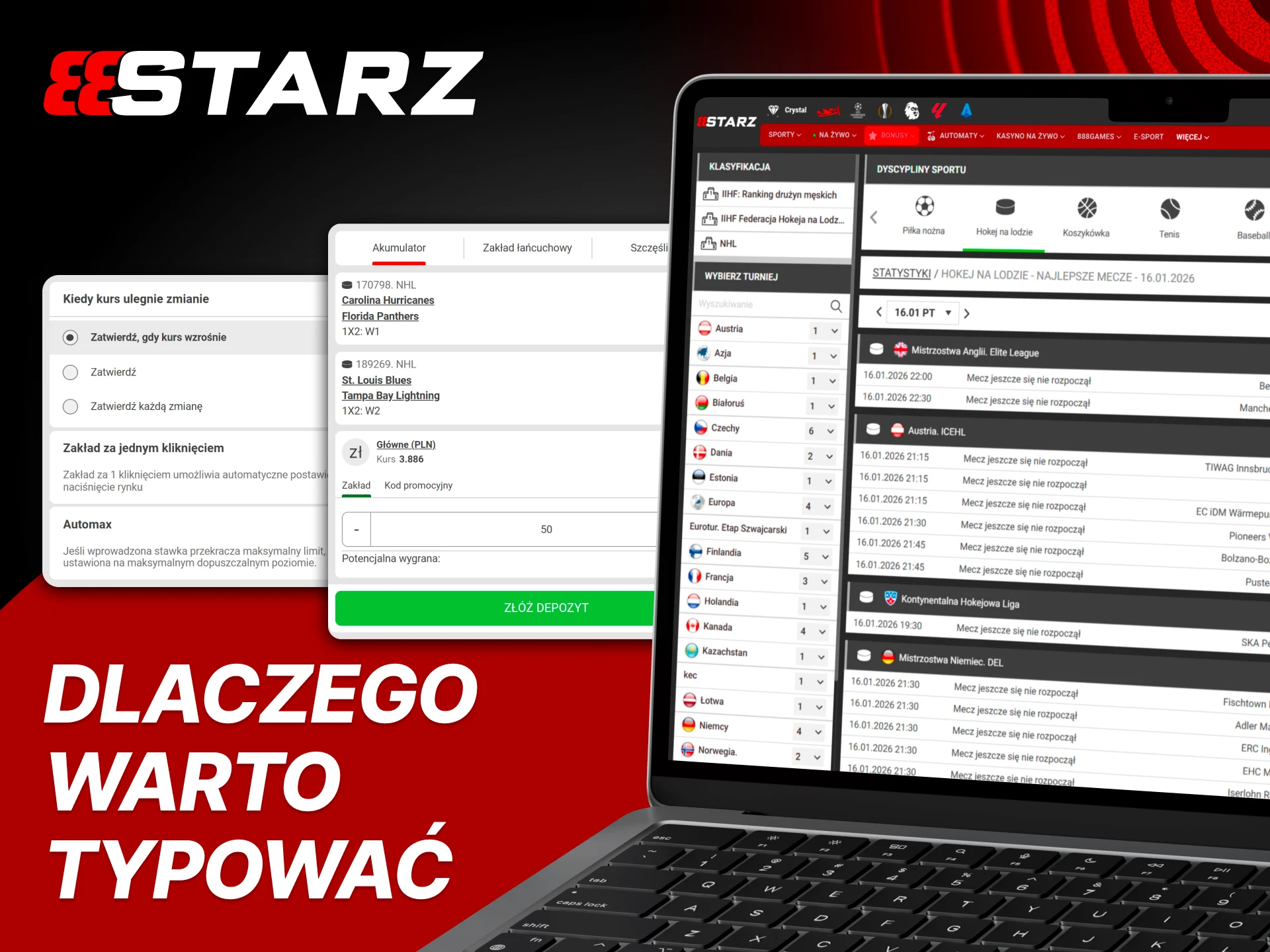 Typuj hokej wygodnie z jasnymi zasadami 888Starz.