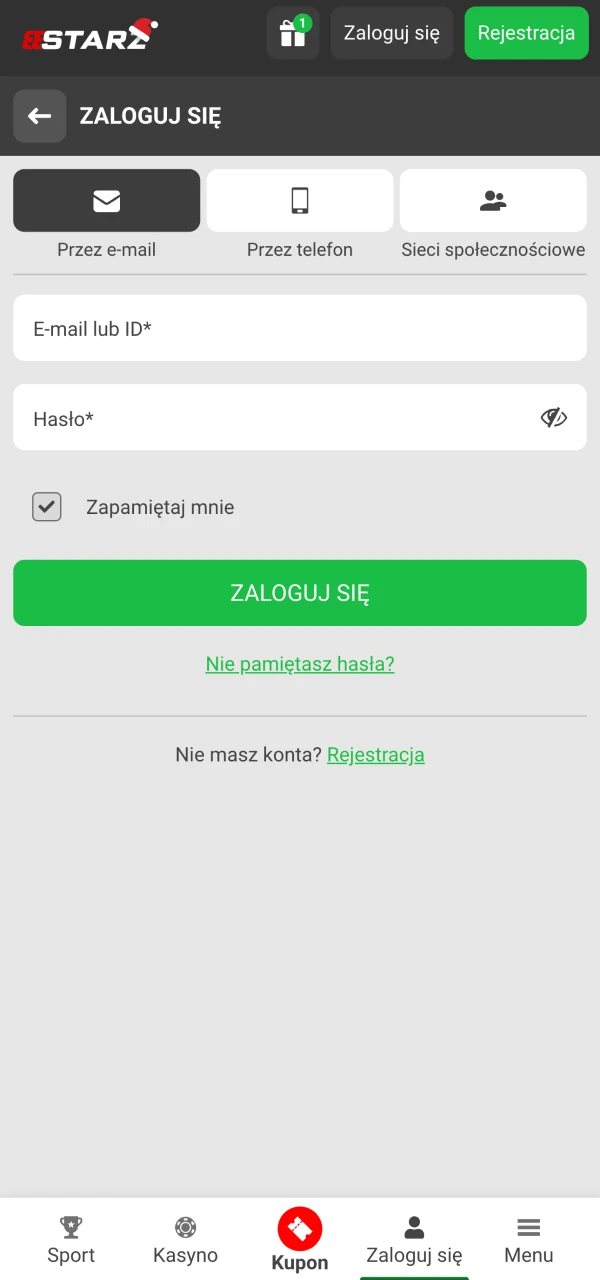 Dodaj swoje dane osobowe, aby zalogować się na konto 888Starz.