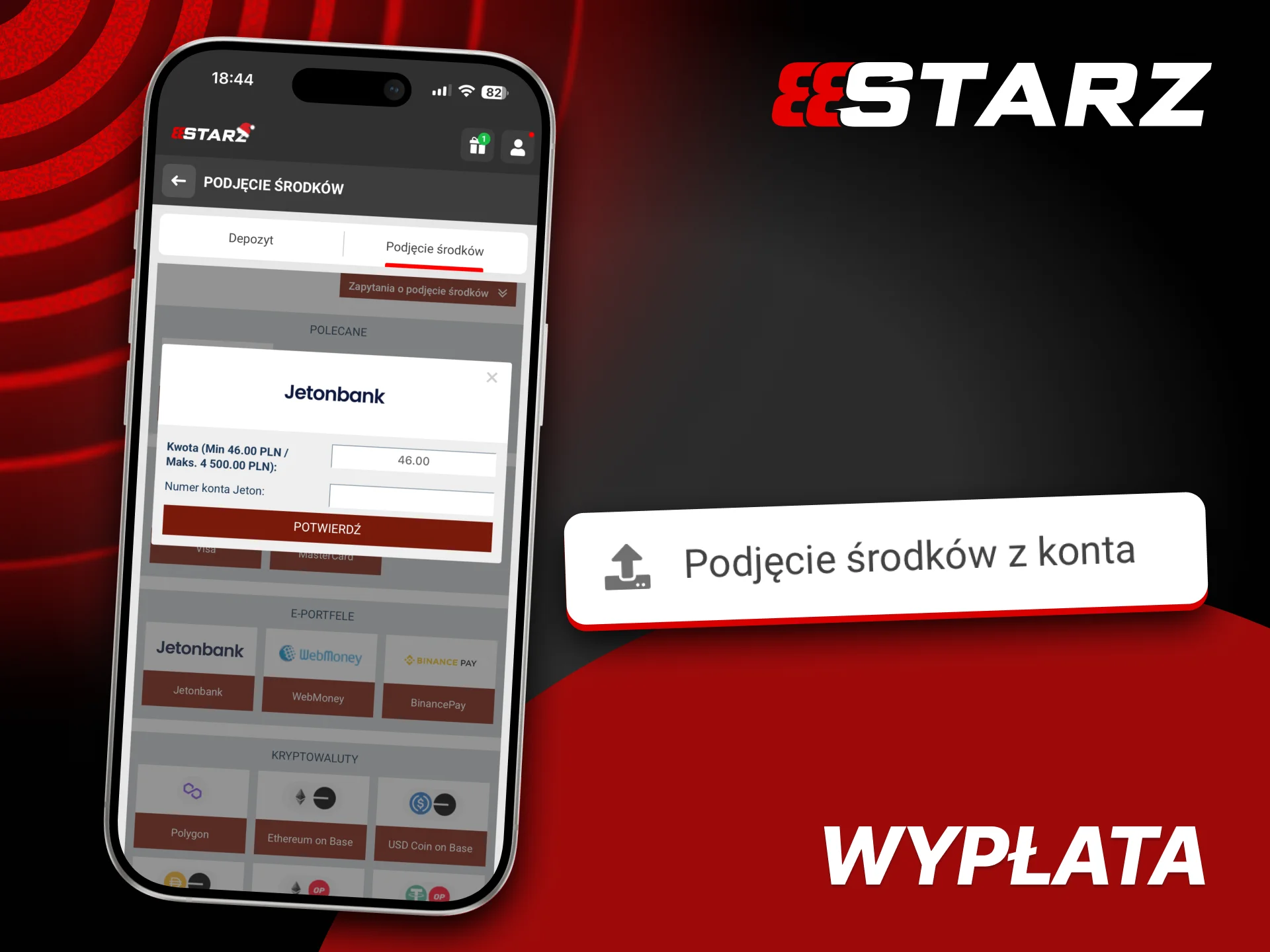 Wypłaty w aplikacji 888Starz są proste i przejrzyste.