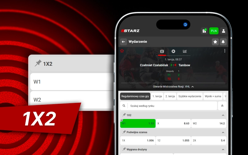 Wybierz rynek 1X2 na 888Starz i dopasuj zakład do swojej strategii meczu.