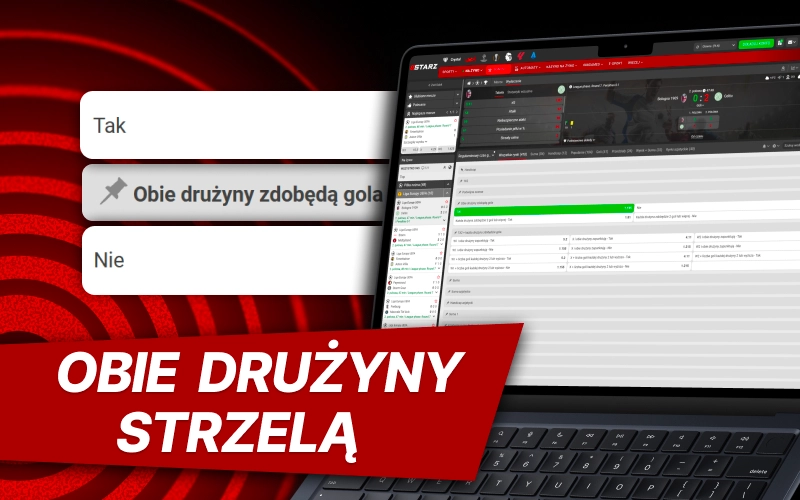Typuj Obie drużyny strzelą na 888Starz i szybko wybierz opcję Tak lub Nie.