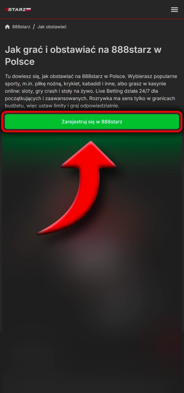 Kliknij rejestrację na 888Starz utwórz konto i zacznij stawiać zakłady bez komplikacji.