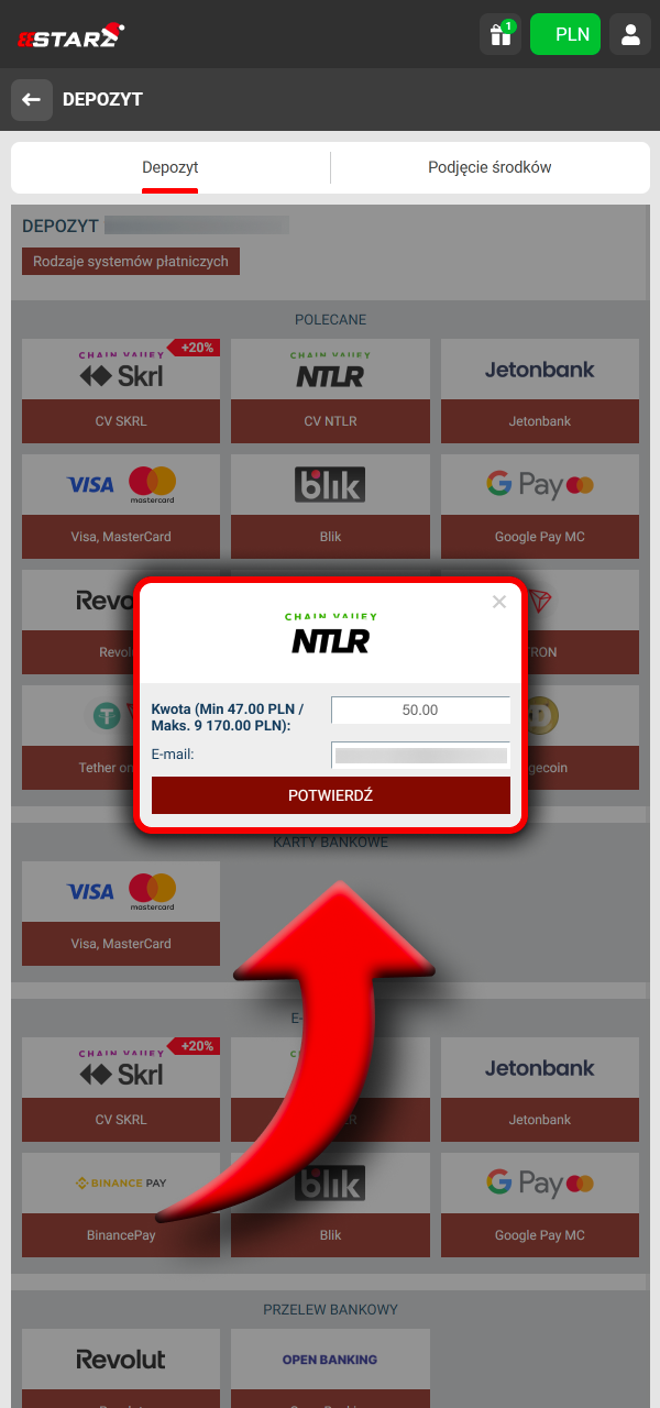 Wpłać środki w PLN szybko i wygodnie w 888Starz.