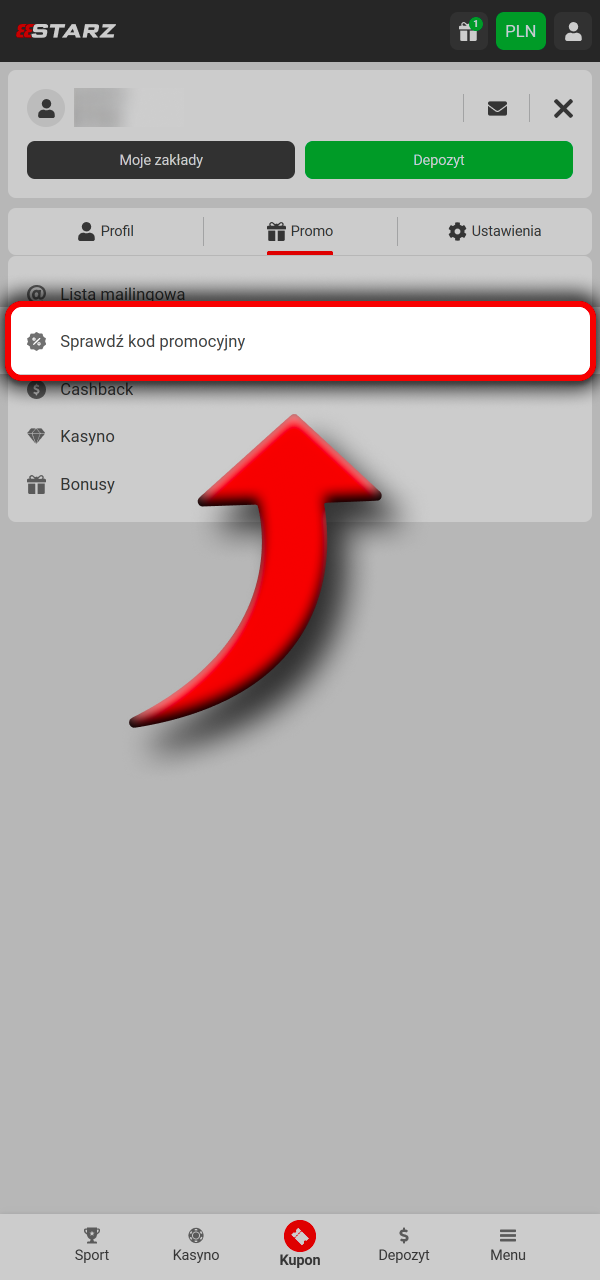 Znajdź pole kodu i odbierz bonus w 888Starz.