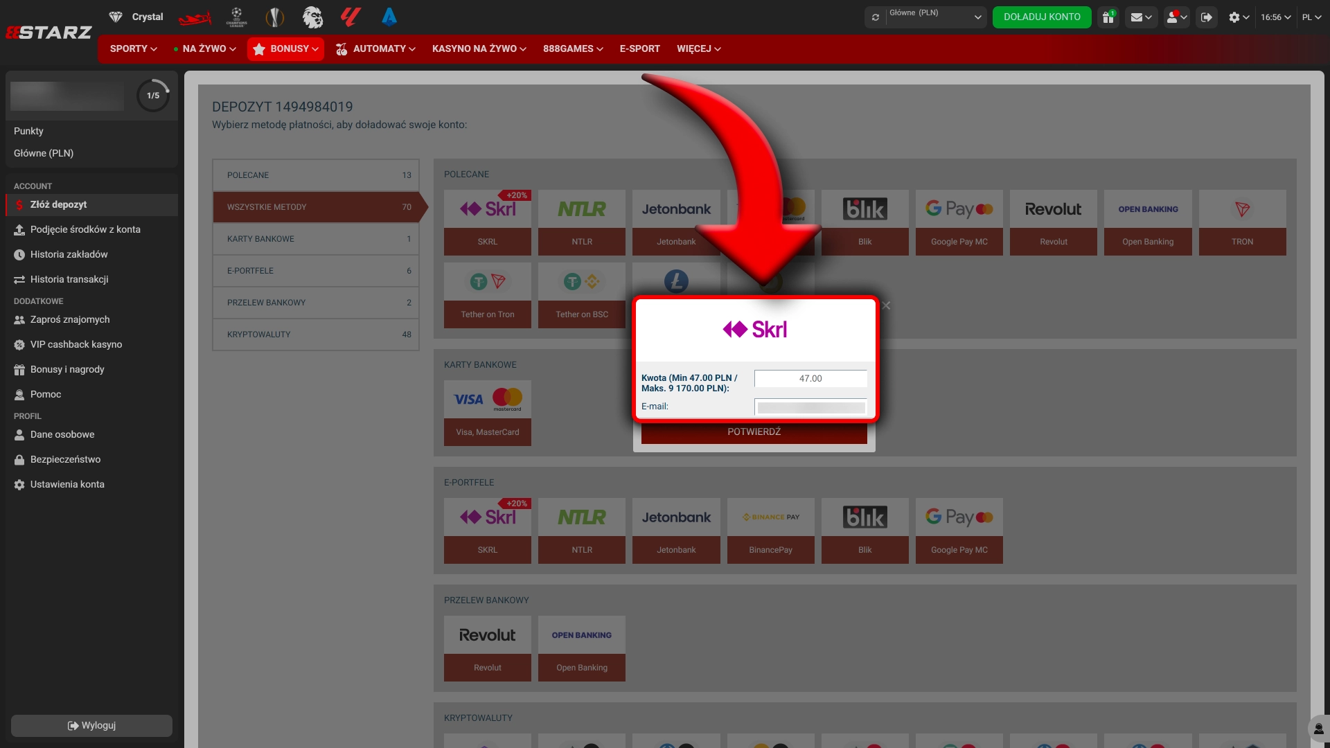 Wpłać środki poprawnie i aktywuj bonus 888Starz.