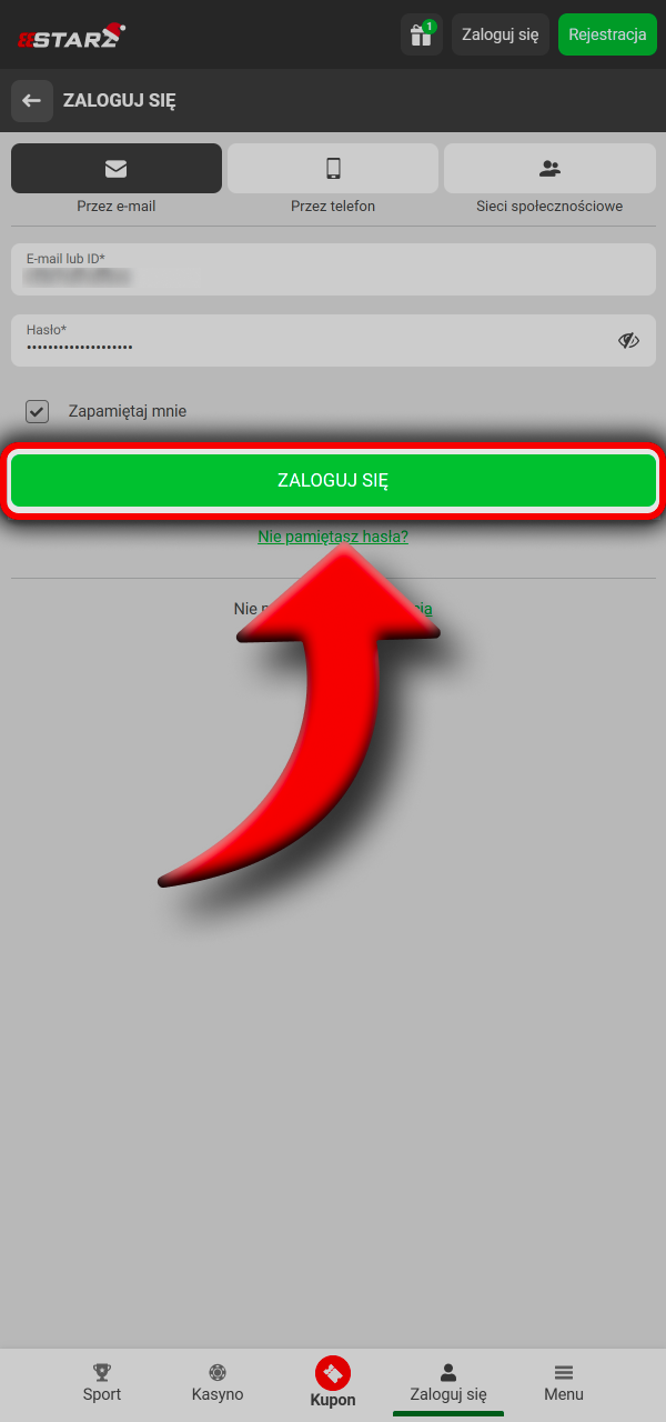 Zatwierdź i wejdź na konto w 888Starz.