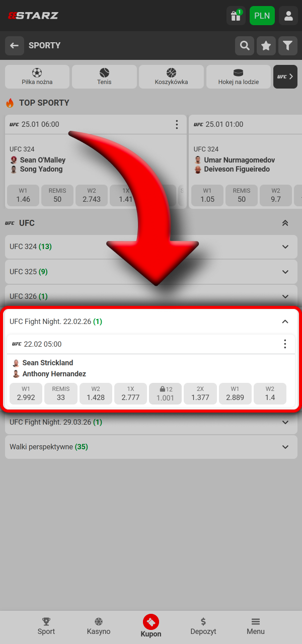 Typuj wybrane walki MMA z łatwością w 888Starz.