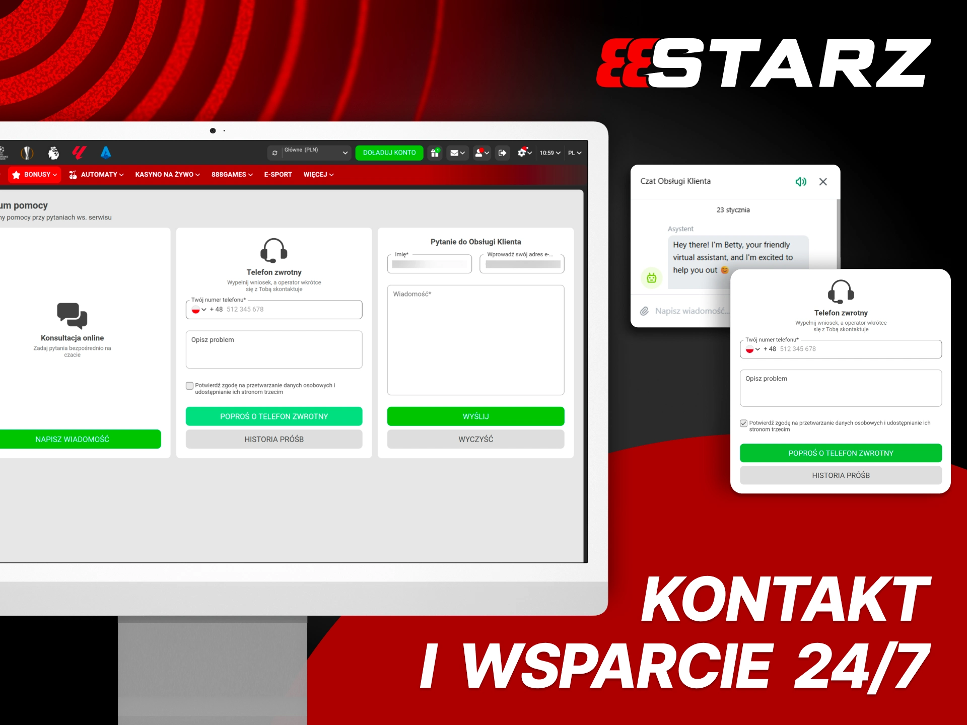 Uzyskaj pomoc w 888Starz szybko dzięki całodobowemu wsparciu i czytelnym kanałom kontaktu.