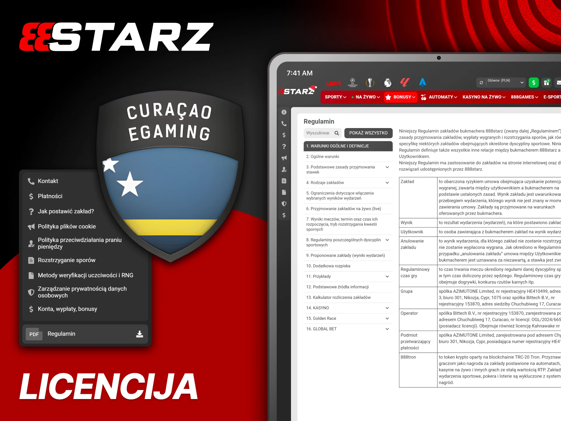 Przeczytaj informacje o licencji 888Starz i zasadach odpowiedzialnej gry przed startem.