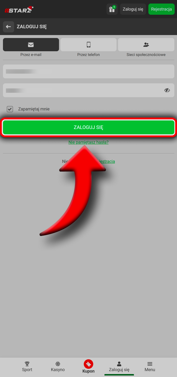 Zaloguj się i przejdź do wpłat w 888Starz.