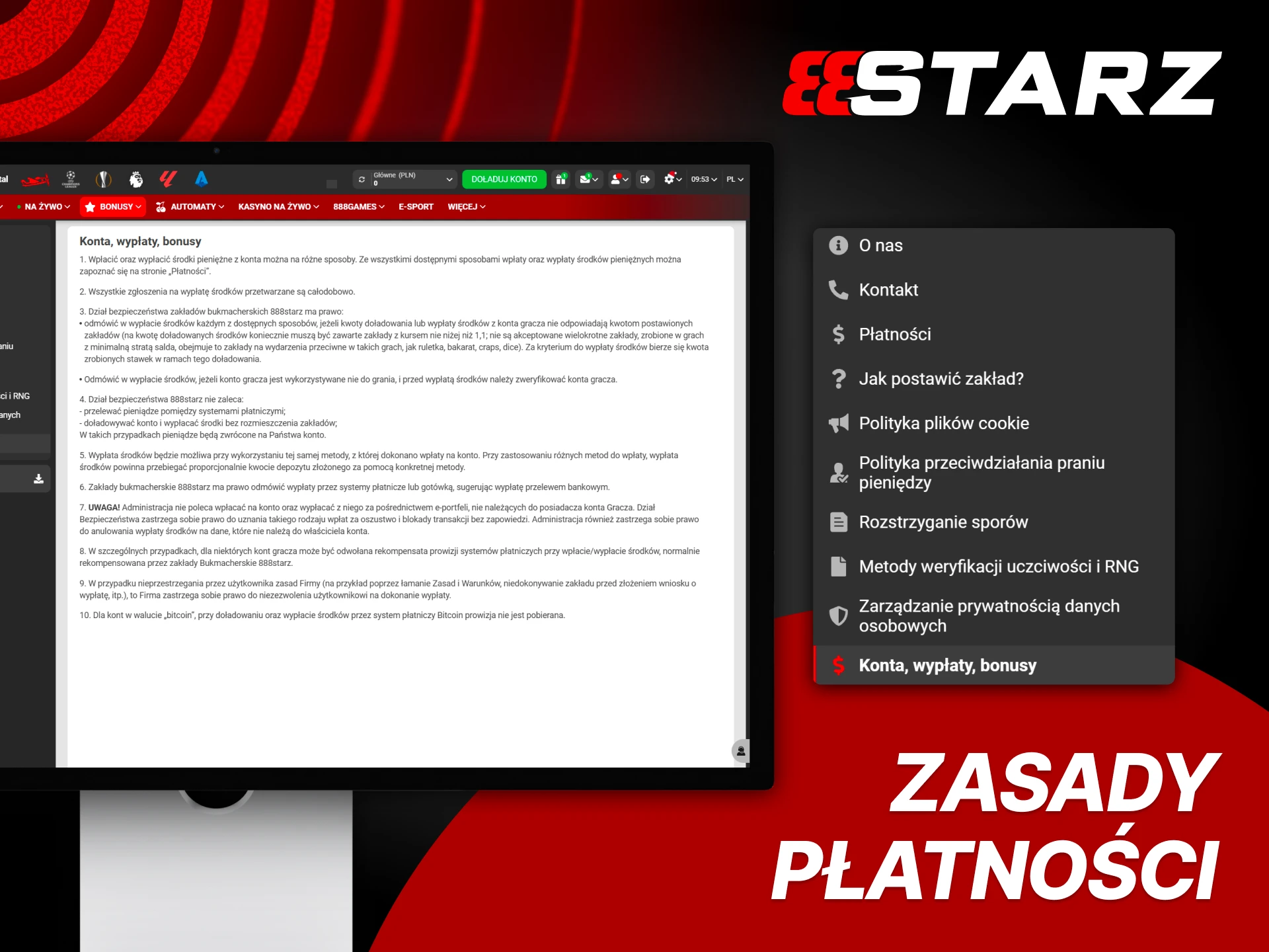 Graj bez problemów, znając zasady płatności w 888Starz.