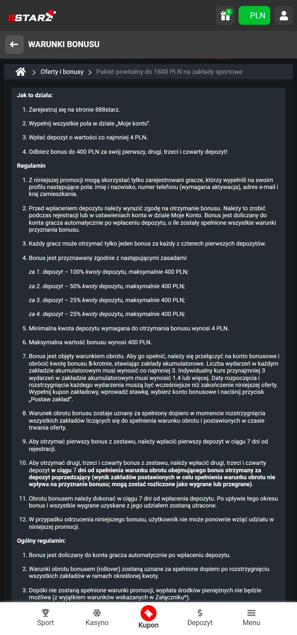 Aktywuj bonus w profilu i rozpocznij grę w 888Starz.