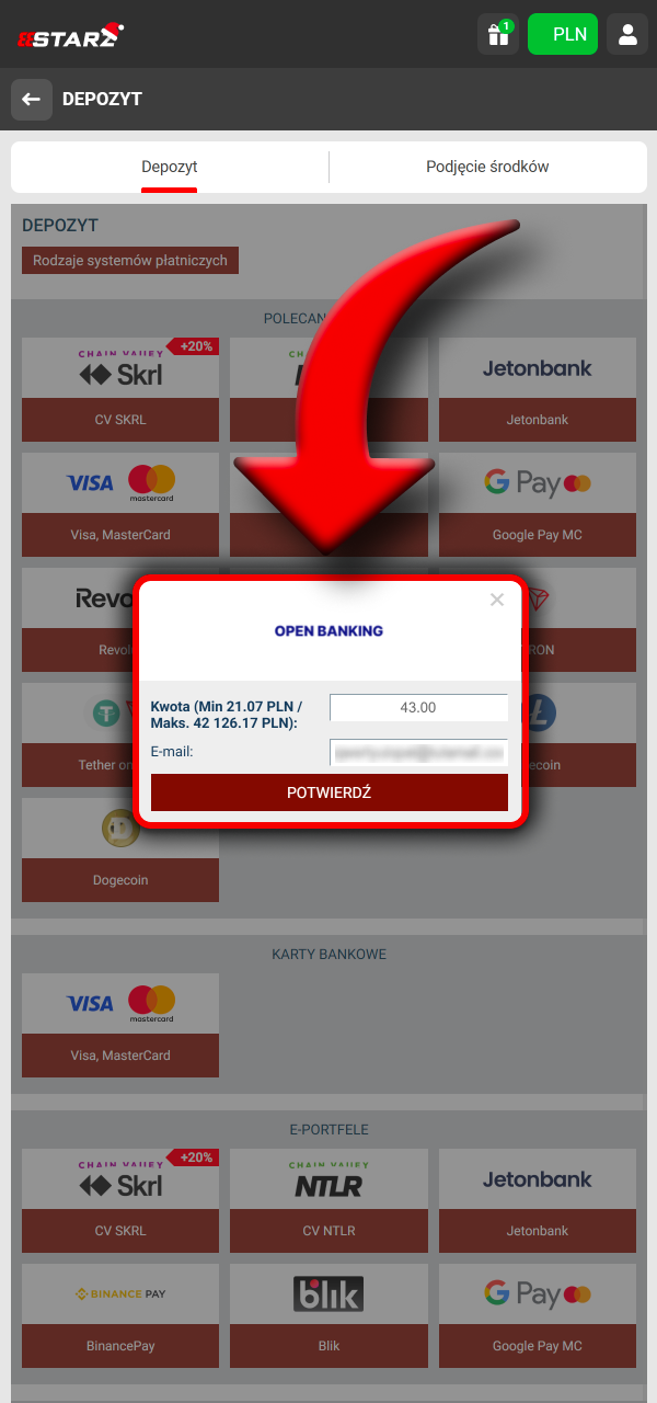 Wpłać środki i aktywuj bonus w 888Starz.