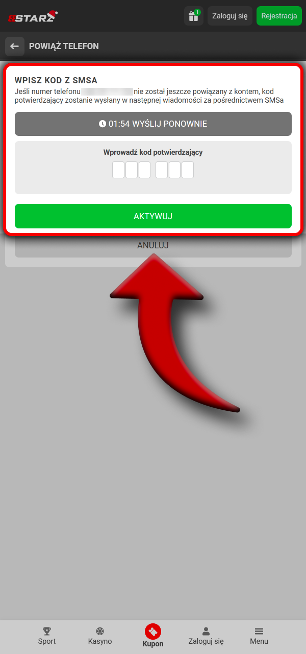 Zweryfikuj kontakt i aktywuj konto w 888Starz.