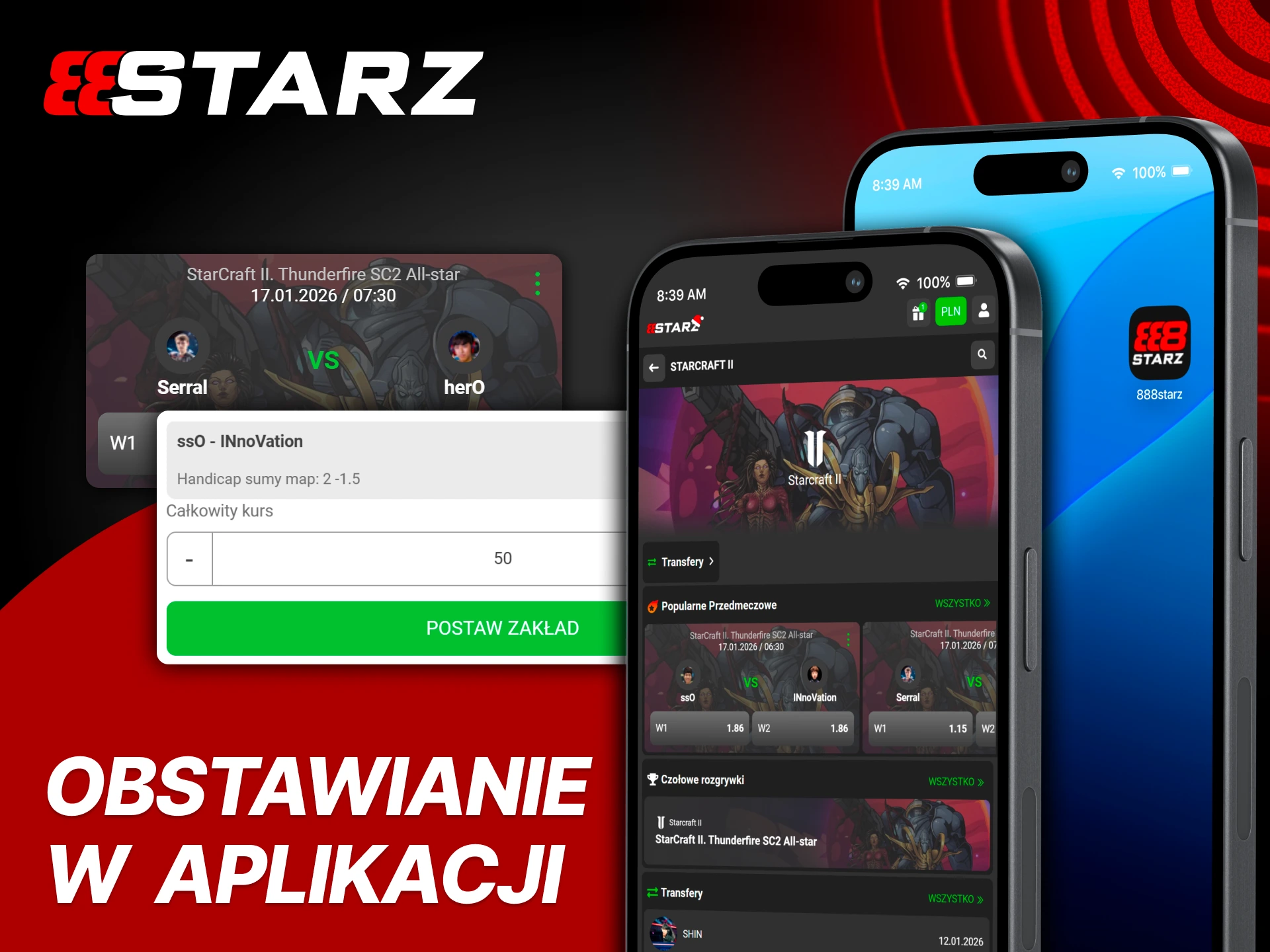 Typuj StarCraft II szybko w aplikacji 888Starz.