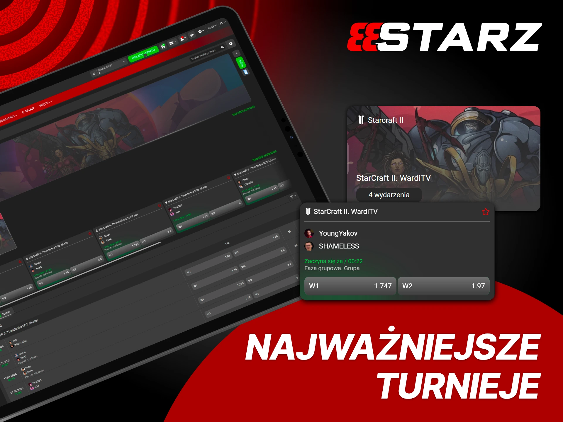 Obstawiaj największe turnieje StarCraft II z 888Starz.