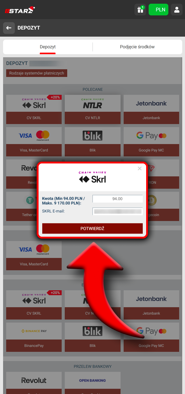 Doładuj konto bezpiecznie przez 888Starz.