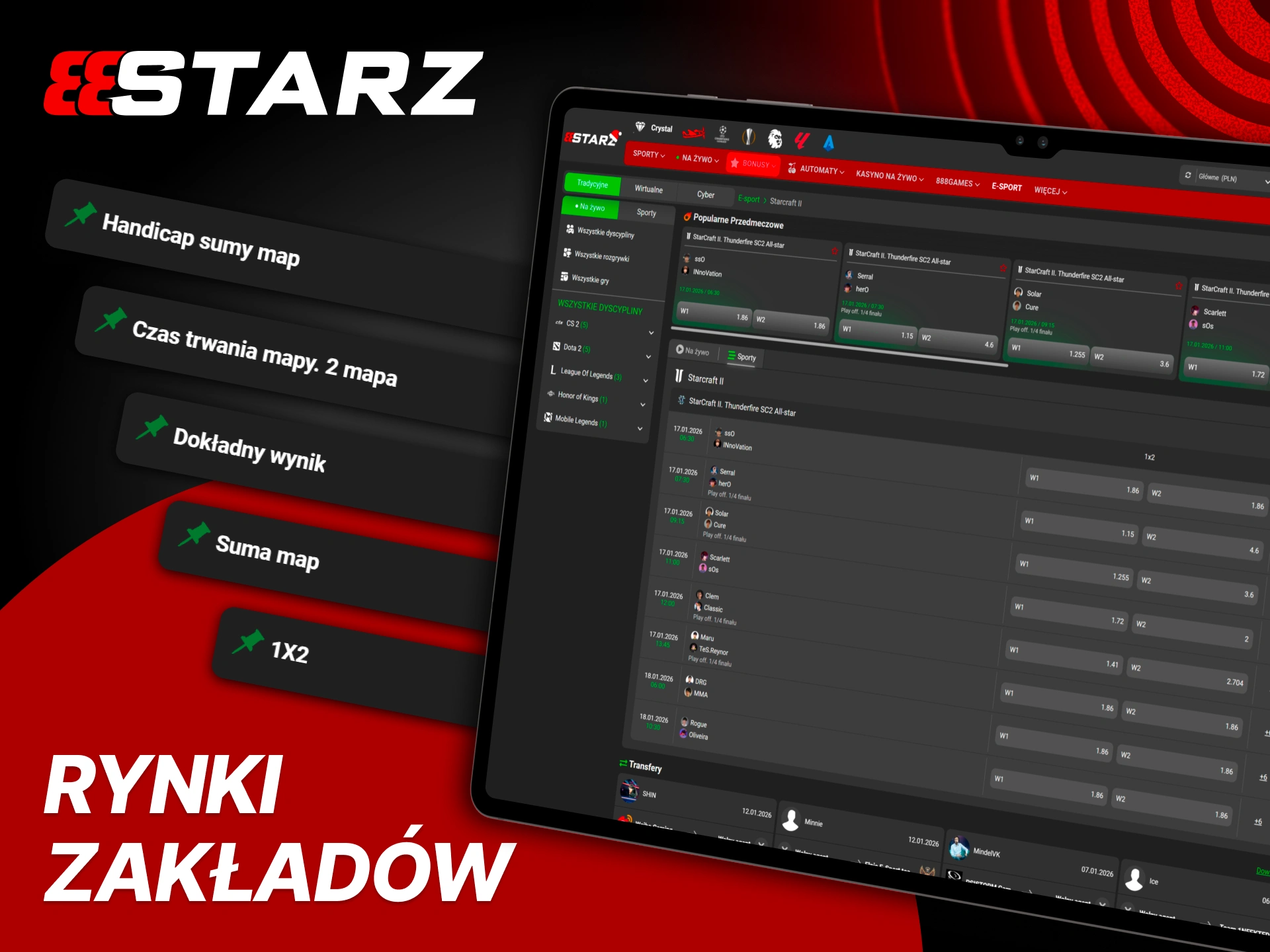Graj bezpiecznie na popularnych rynkach StarCraft II w 888Starz.