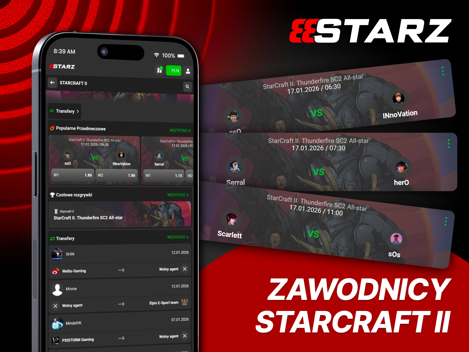 Śledź topowych graczy StarCraft II razem z 888Starz.
