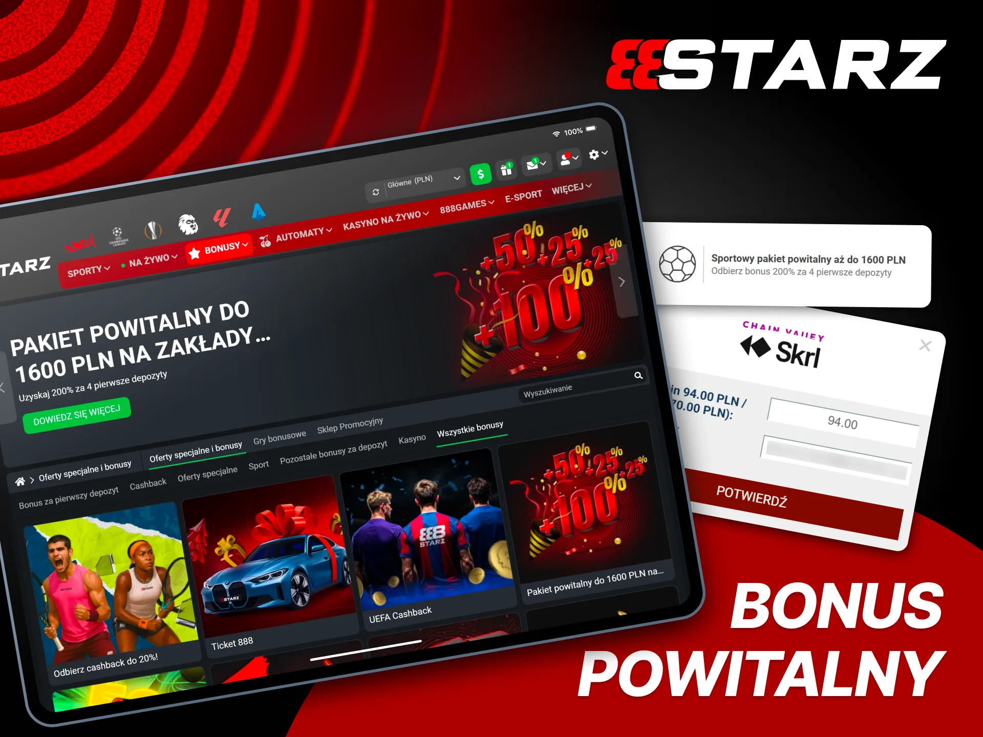 Odbierz bonus i zacznij obstawiać tenis z dodatkowym budżetem 888Starz.