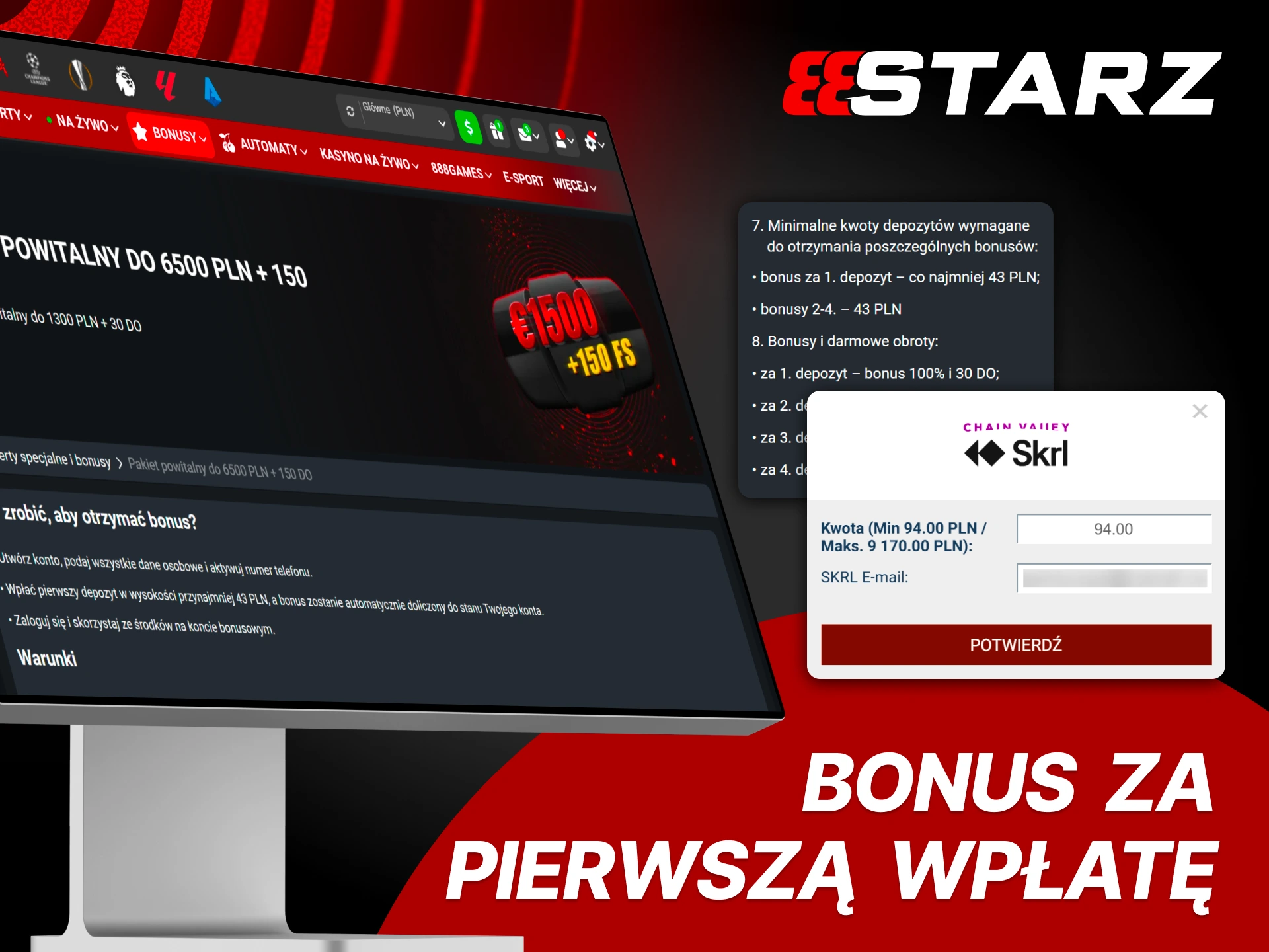 Aktywuj bonus od pierwszej wpłaty i graj więcej w 888Starz.