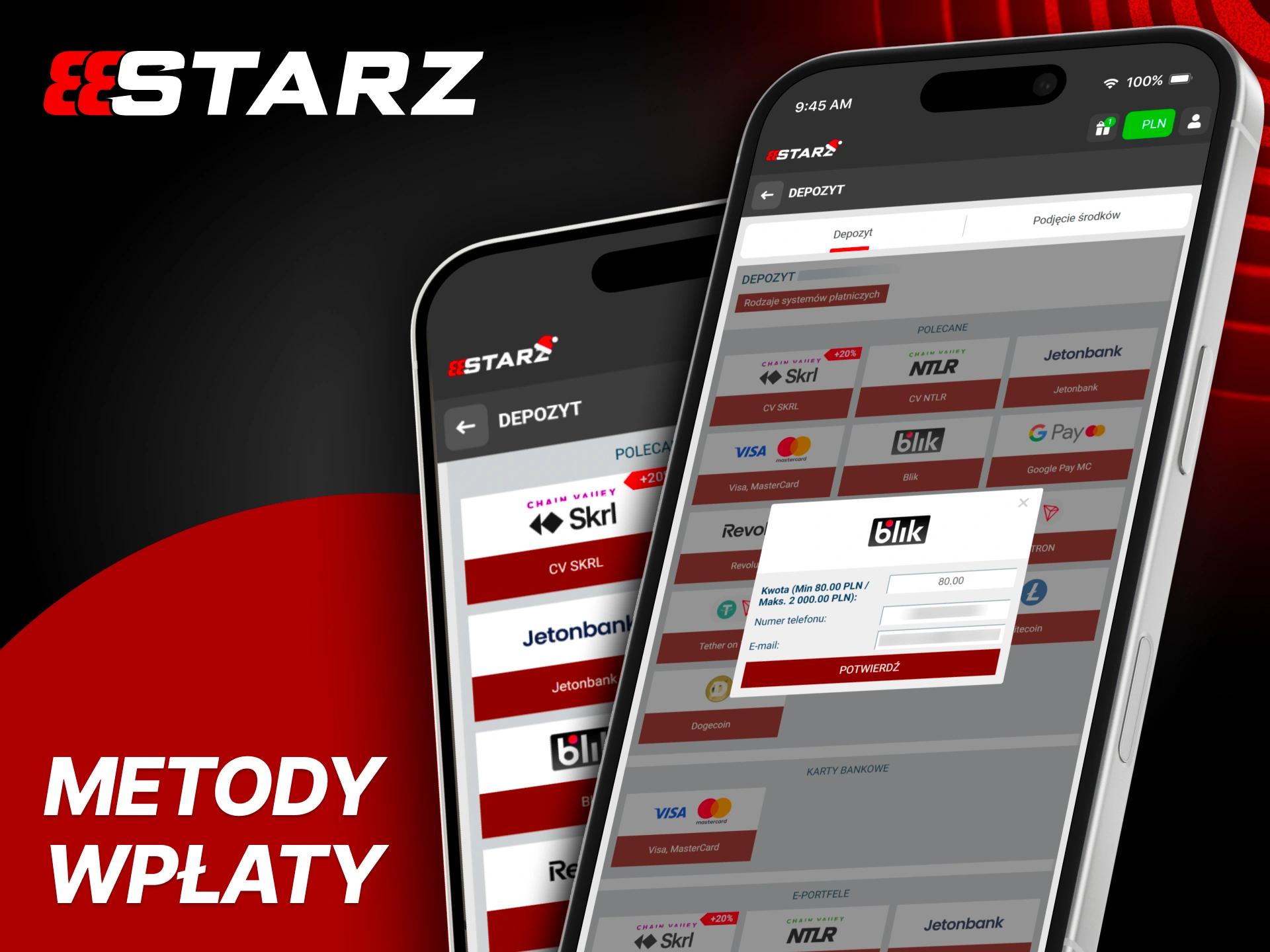 Wpłać środki wygodnie polskimi metodami w 888Starz.