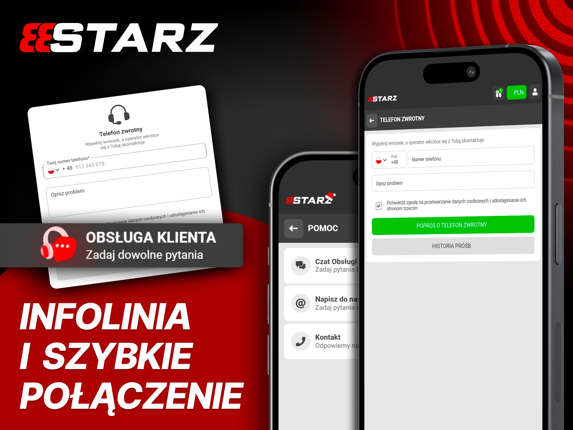 Zadzwoń do infolinii 888Starz aby szybko rozwiązać pilne sprawy konta.