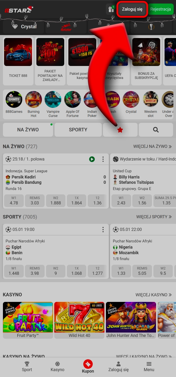 Kliknij zaloguj i uzyskaj szybki dostęp do 888Starz.